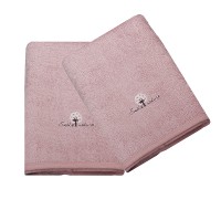 Lot de 2 Serviettes Eponge 50x90 cm Bois de rose 